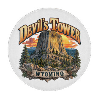 Devil’s Tower Wyoming Vintage-Sonnenuntergangsgraf Schneidebrett