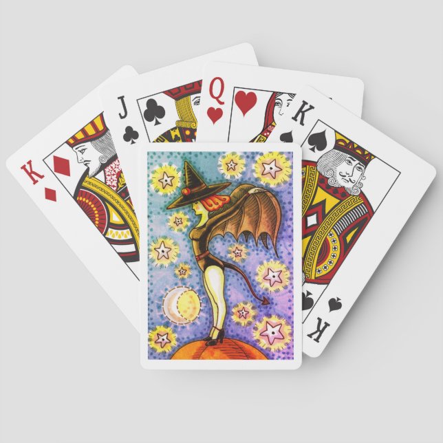 DEVIL SCHWANZ WITCH & BAT WINGS, STARRY NIGHT SEXY SPIELKARTEN (Rückseite)