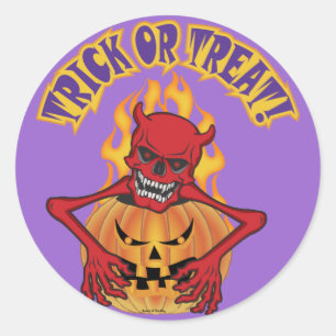Devil Skull Runder Aufkleber