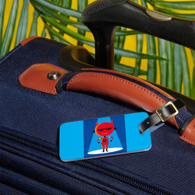 Devil Superhero Character Bold Red and Blue Gepäckanhänger (Von Creator hochgeladen)