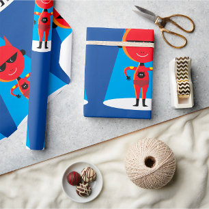 Devil Superhero Character Bold Red and Blue Geschenkpapier