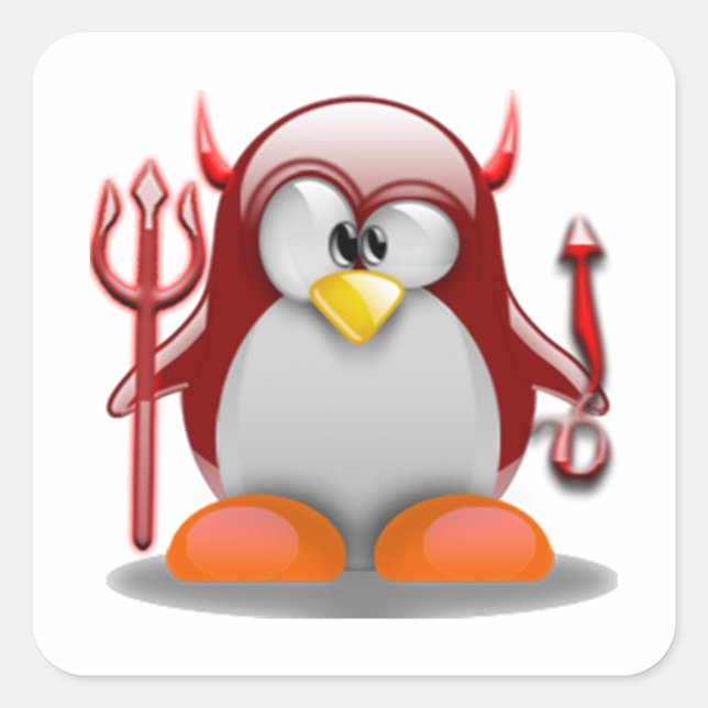 Devil Tux (Linux Tux) Quadratischer Aufkleber (Vorderseite)