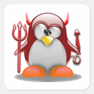 Devil Tux (Linux Tux) Quadratischer Aufkleber