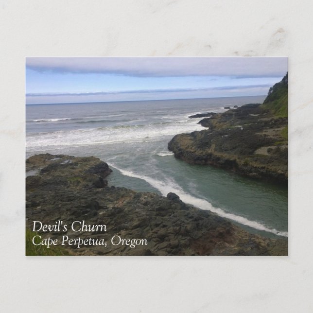 Devil's Churn, Cape Perpetua, OR Postkarte (Vorderseite)