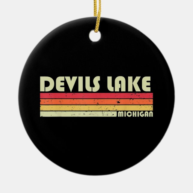 DEVILS LAKE MICHIGAN Fishing Camping Keramik Ornament (Vorne)