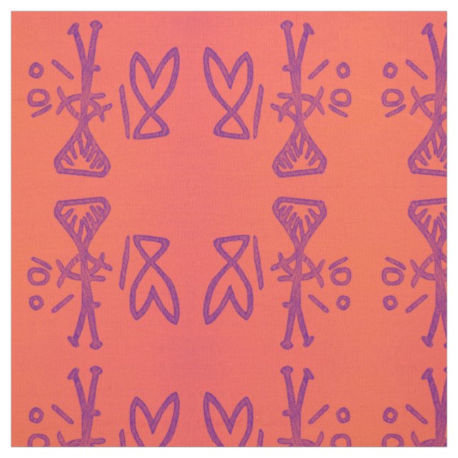 Devils Lake Pictograph in Orange Stoff (Muster)