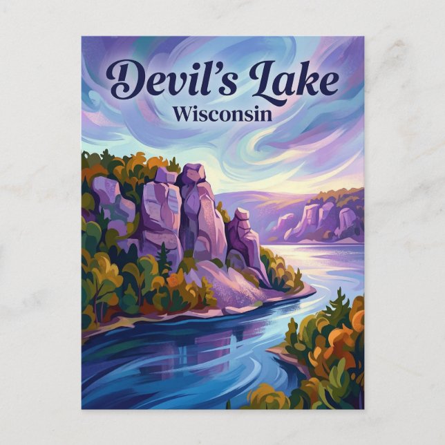 Devil's Lake Wisconsin Postkarte (Vorderseite)