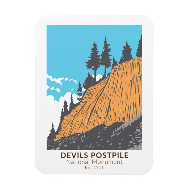 Devils Postpile National Monument Vintag Magnet (Vertikal)