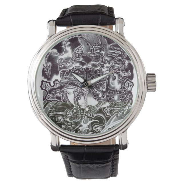 Devils Riding a Toad Japanisch Tattoo Design Watch Armbanduhr (Vorderseite)