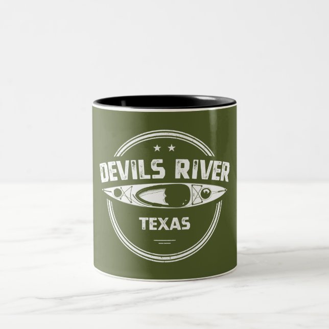 Devils River Texas Kayaking Zweifarbige Tasse (Mittel)