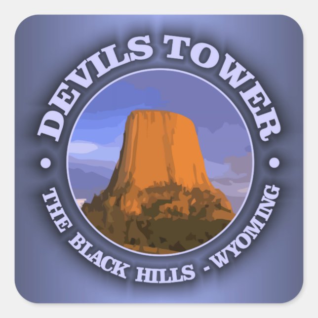 Devils Tower 3 Quadratischer Aufkleber (Vorderseite)