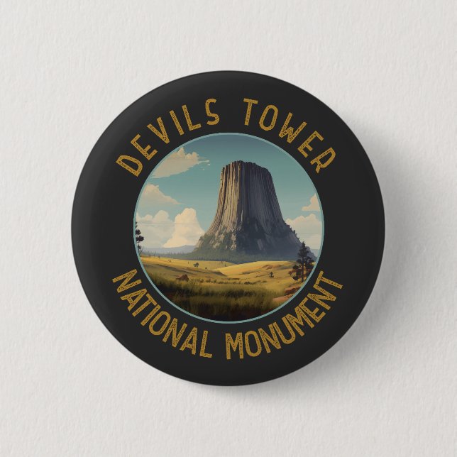 Devils Tower National Monument Distressed Circle Button (Vorderseite)