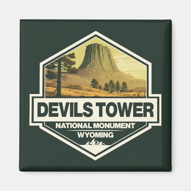 Devils Tower National Monument Reisen Vintag Magnet (Vorne)