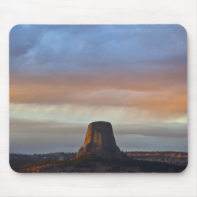 Devils Tower National Monument, Sturm bei Sonnenun Mousepad (Vorne)