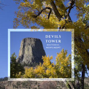 Devils Tower National Monument Trees Fall Foliage Postkarte