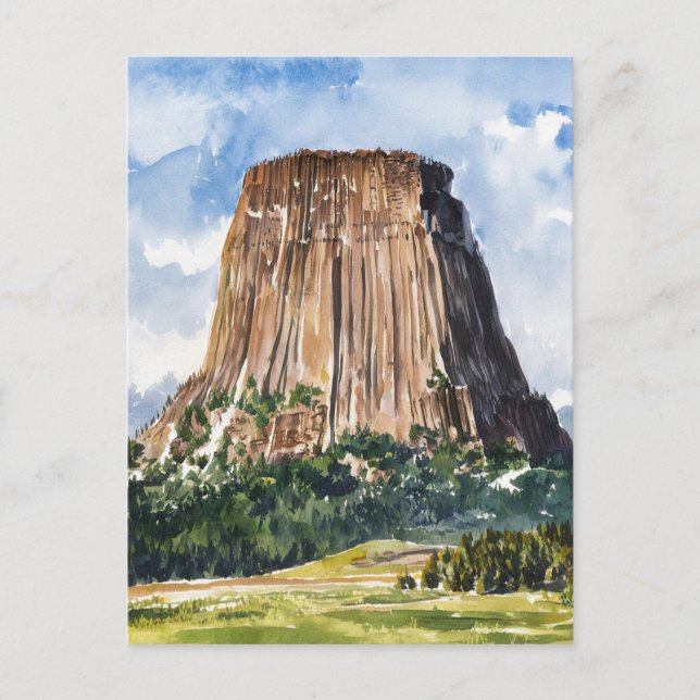 Devils Tower National Monument Watercolor Postkarte (Vorderseite)