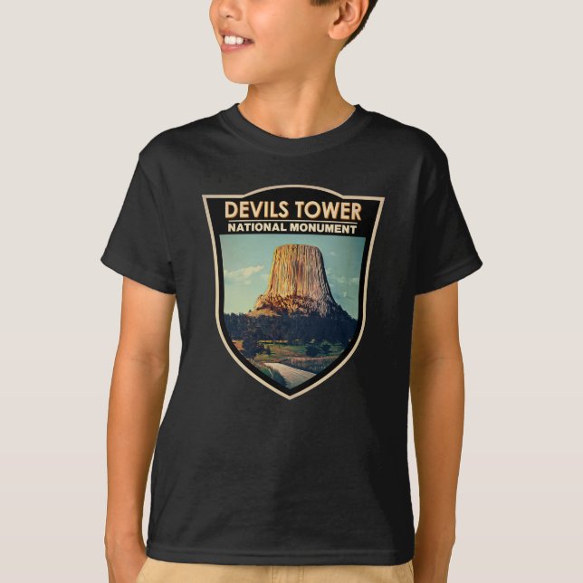 Devils Tower National Monument Wyoming Watercolor  T-Shirt (Vorderseite)