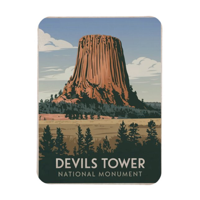 Devils Tower Nationalpark Vintag Magnet (Vertikal)