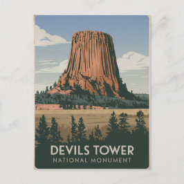 Devils Tower Nationalpark Vintag Postkarte