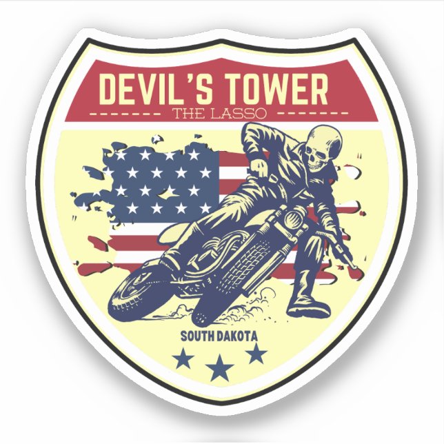 Devil's Tower Road - die Lasso Motorrad Road tri Aufkleber (Vorderseite)