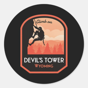 Devils Tower Wyoming Felsenklettern Runder Aufkleber