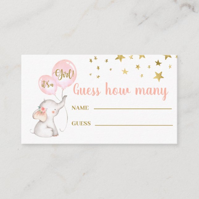 Devine combien de cartes de jeu d'éléphants roses (Devant)