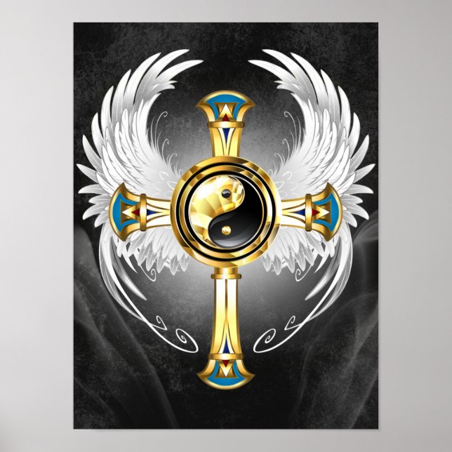 Devine Egyptian Gold Yin Yang Symbol Poster (Vorne)