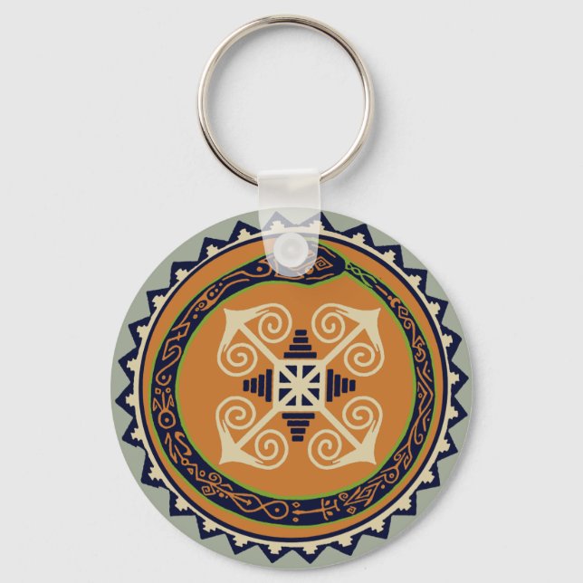Devine Fire Wheel mit Ouroboros Snake Voodoo Schlüsselanhänger (Vorderseite)