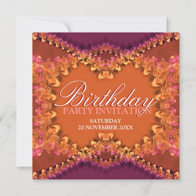 Devine Lace Frills Anniversaire Fête Invitations (Devant)
