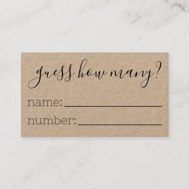 Devinez combien de cartes Baby shower Guesser Jeu (Devant)