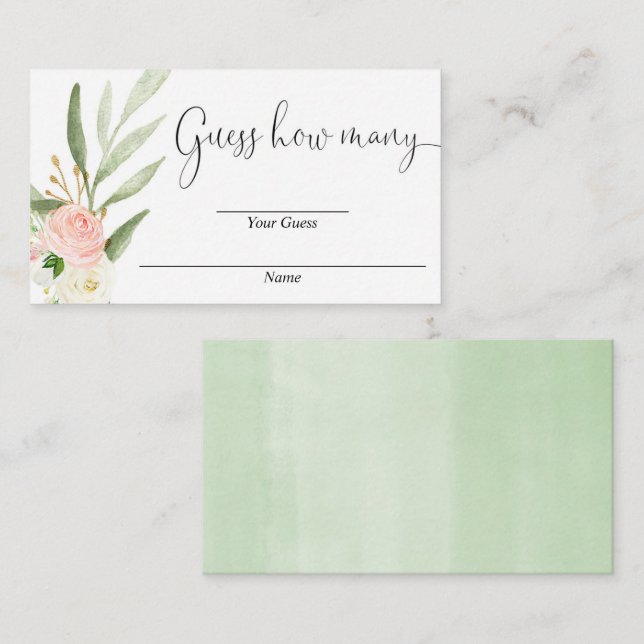 Devinez combien de cartes de baby shower d'or rose (Devant / Derrière)