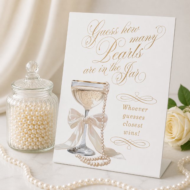 Devinez combien de perles il y a dans le panneau d (Guess How Many Pearls are in the Jar Pedestal Sign)