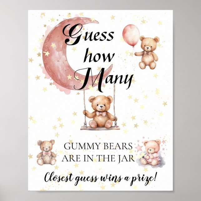 Devinez combien d'ours de gummy Baby shower Poster (Devant)