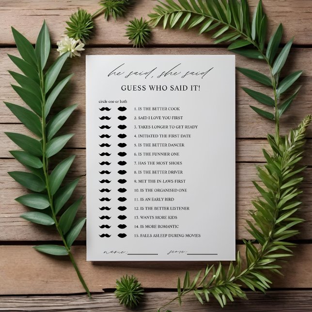 Devinez Élégant Qui Fête des mariées Carte De Jeu (Créateur téléchargé)