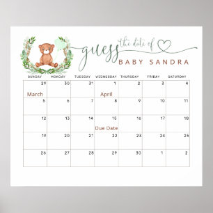 Devinez Le Calendrier Date D'Échéance Poster De L'