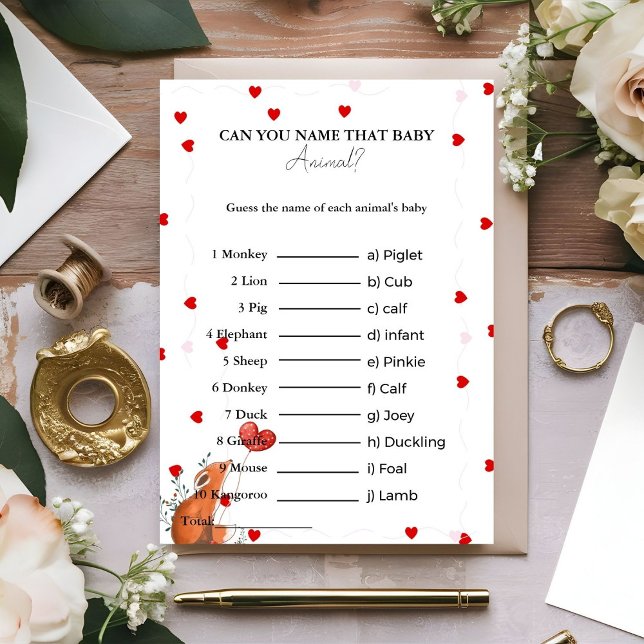 Devinez le nom de la carte de baby shower pour béb (Créateur téléchargé)