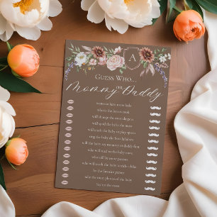 Devinez Qui Floral Wild West Baby shower carte de 