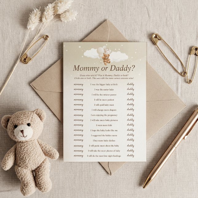 Devinez Qui L'A Dit Teddy Bear Baby shower Carte d (Créateur téléchargé)