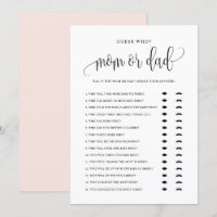 Devinez qui maman ou papa Carte Baby shower de scr