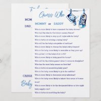 Devinez qui maman ou papa carte de jeu baby shower