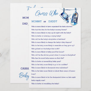 Devinez qui maman ou papa carte de jeu baby shower