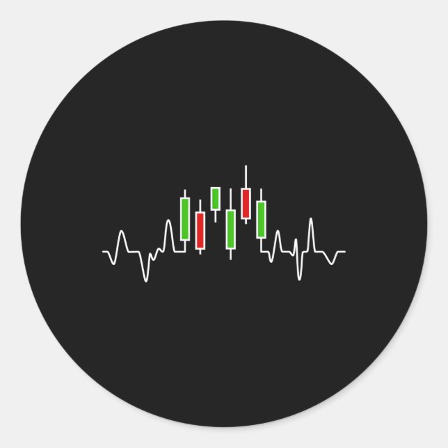 Devisen- oder Börsenhändler-Candlestick Hebeat Gra Runder Aufkleber (Vorderseite)