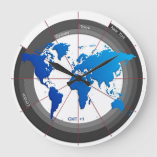 Devisen vermarkten Timezone-Uhr GMT+1 Stunde Große Wanduhr
