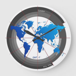 Devisen vermarkten Timezone-Uhr GMT-7 Große Wanduhr