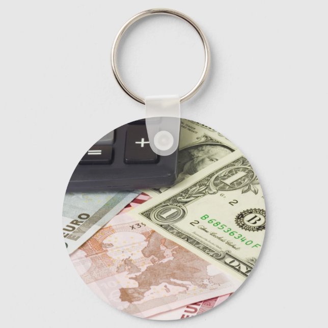 Devisenpaare in US und Euro mit Rechner Schlüsselanhänger (Vorderseite)