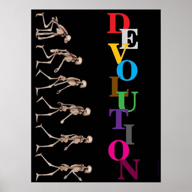 "Devolution", funny, humor, parody of evolution Poster (Vorne)