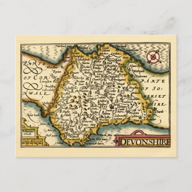 Devon (Devonshire) Landkreis England Antiker Karte (Vorderseite)