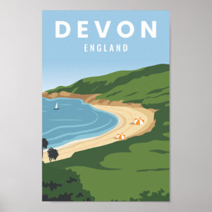 Devon England Famous Travel Place Illustration Poster