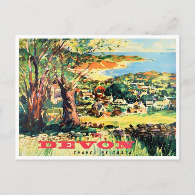Devon England Vintage Reise Postkarte (Vorderseite)