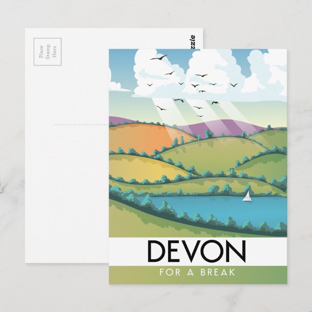 Devon "for a break" Sommerreisepaket Postkarte (Vorne/Hinten)